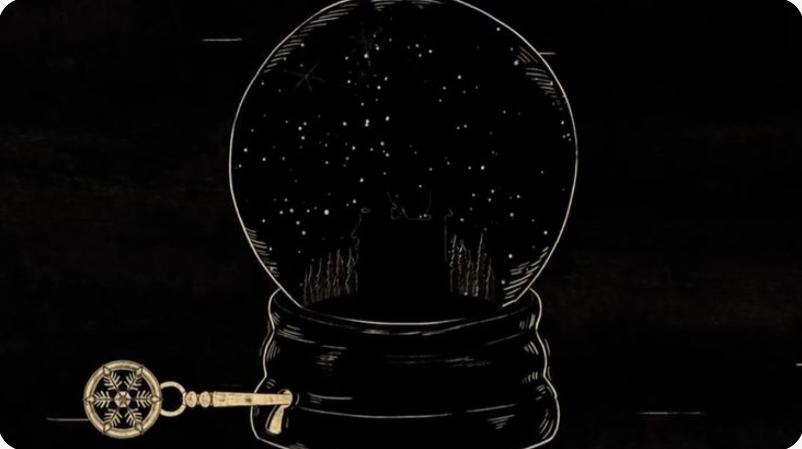 Snow globe with an ornate key